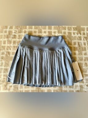 CRZ YOGA Light Blue Gray Pleated Mini Skort